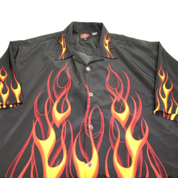 Dragonfly Graphic Flames Button Shirt (4XL) - Picture 4 of 8